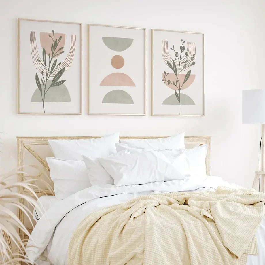 Simple Nordic Abstract Botanical Canvas Wall Art