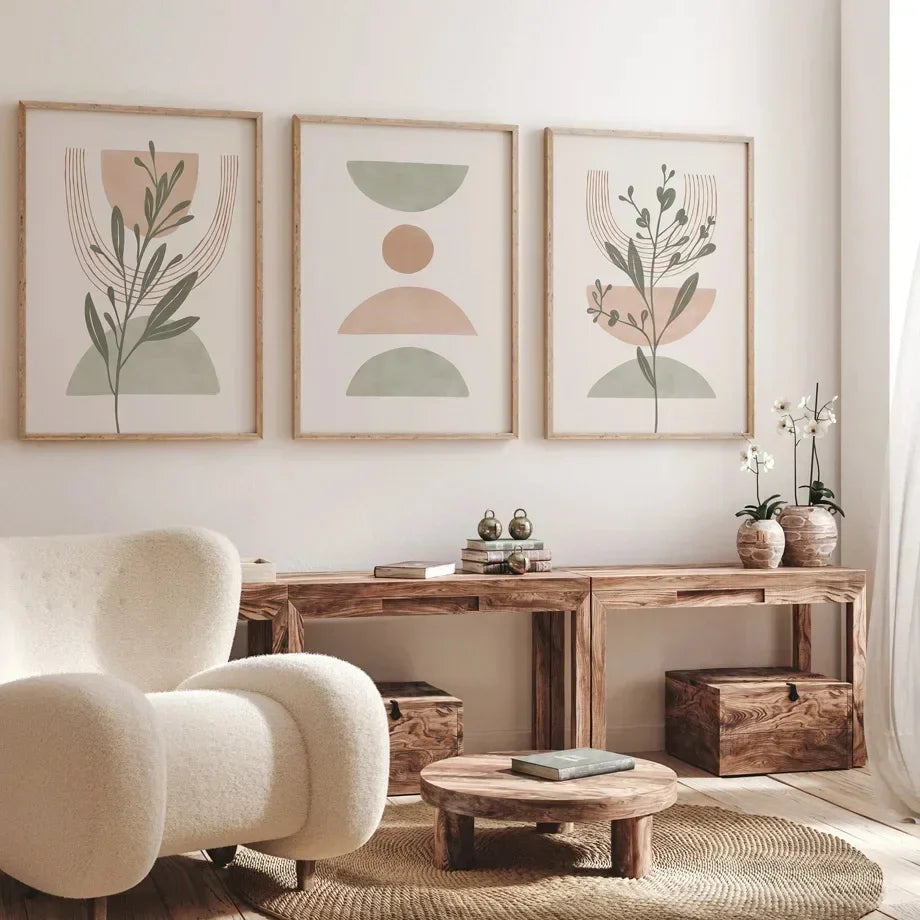 Simple Nordic Abstract Botanical Canvas Wall Art