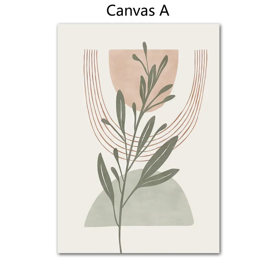 Simple Nordic Abstract Botanical Canvas Wall Art