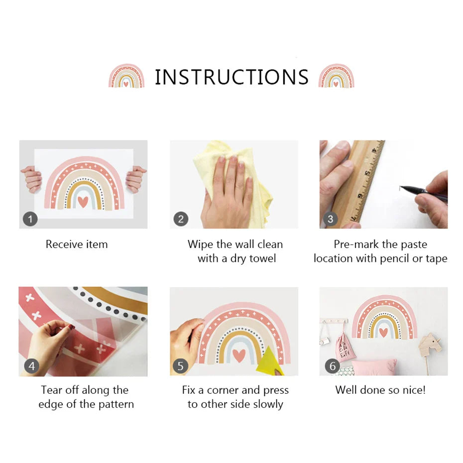 Soft Pastel Abstract Botanical Rainbow Arch Wall Mural