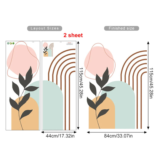 Soft Pastel Abstract Botanical Rainbow Arch Wall Mural