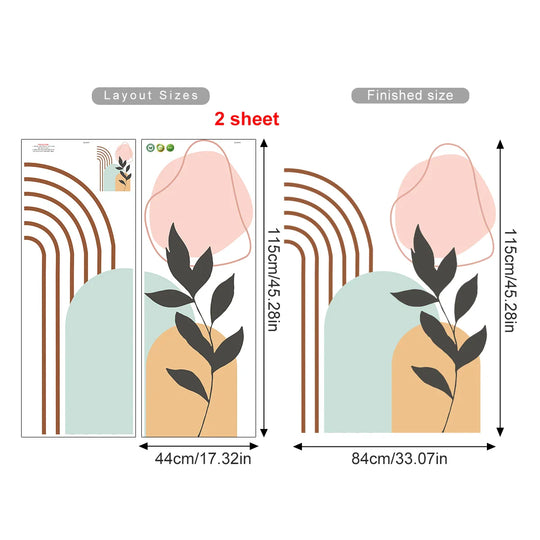 Soft Pastel Abstract Botanical Rainbow Arch Wall Mural