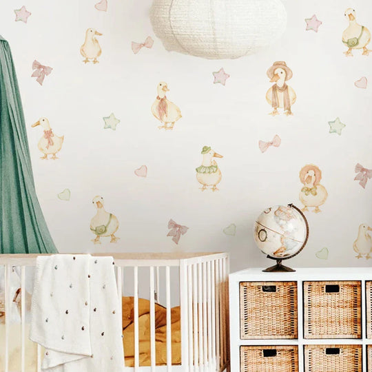 Soft Pastel Duck And Stars Wall Decals For Nursery