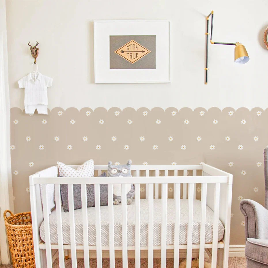 Soft Pastel Daisy Bloom Scalloped Wall Mural Decals