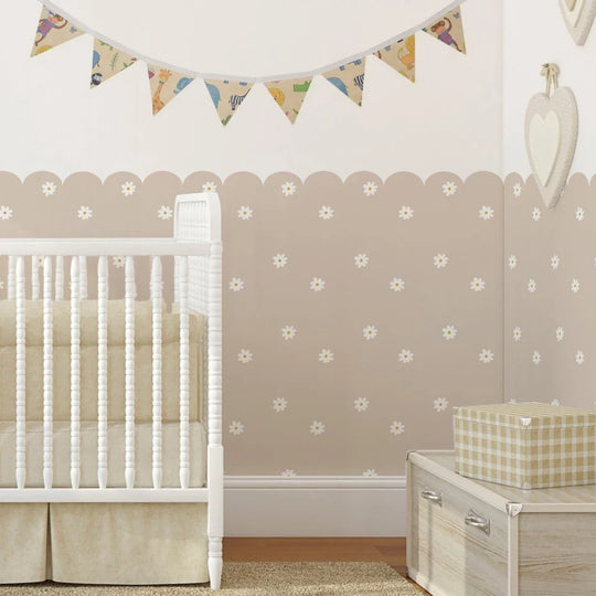 Soft Pastel Daisy Bloom Scalloped Wall Mural Decals