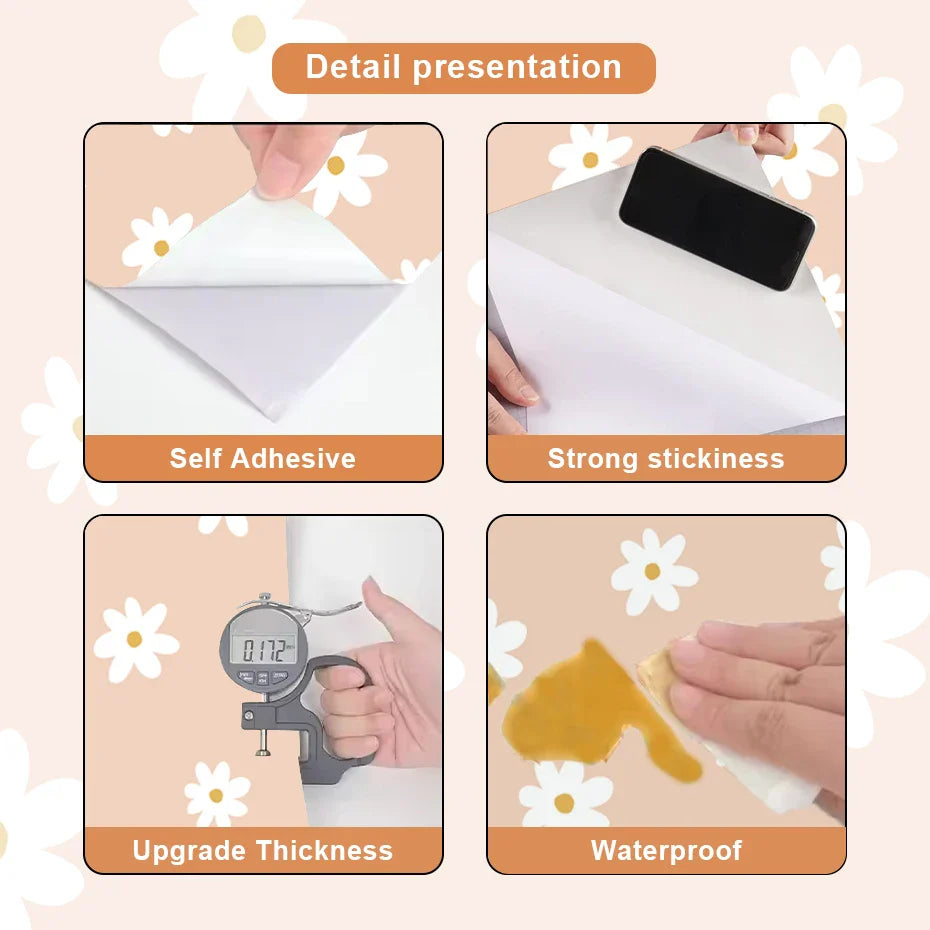 Soft Pastel Daisy Bloom Scalloped Wall Mural Decals