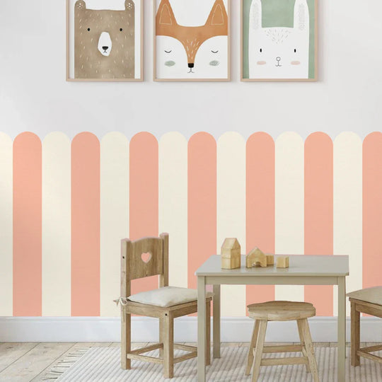 Soft Pastel Scalloped Wallpaper Wall Mural Decals