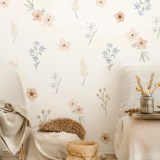 Soft Pastel Watercolor Floral Wall Decals