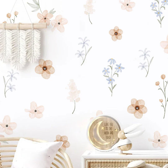 Soft Pastel Watercolor Floral Wall Decals