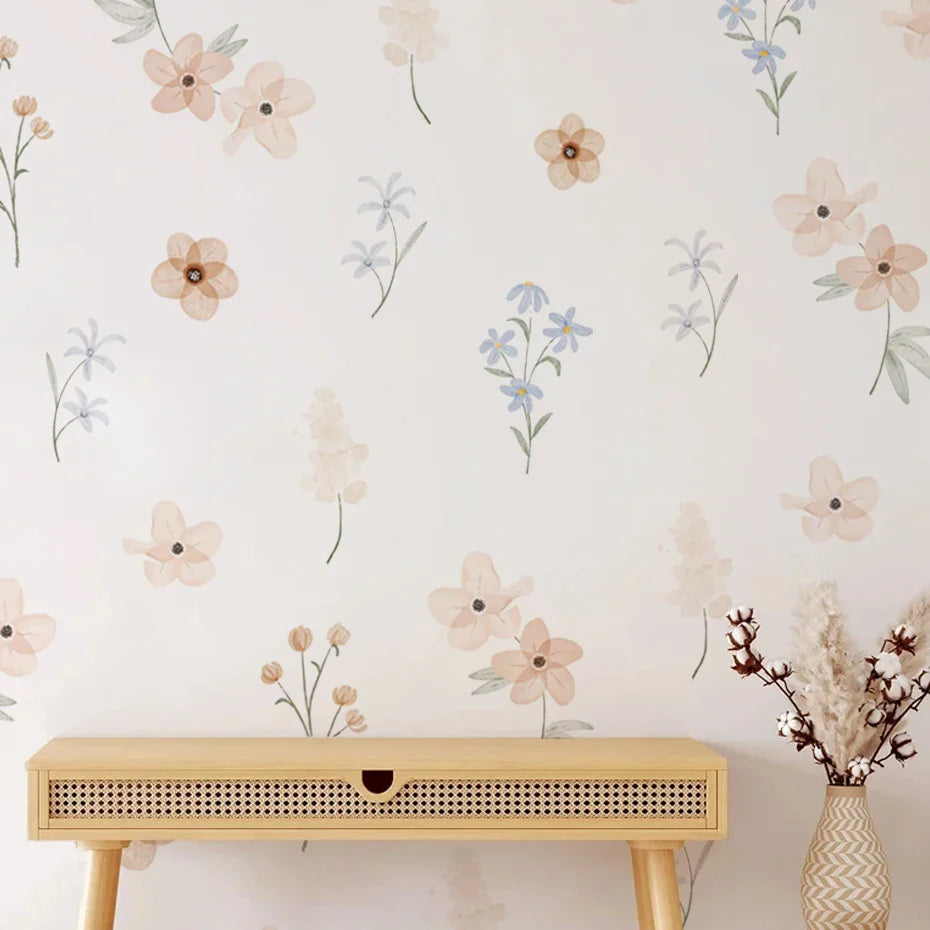Soft Pastel Watercolor Floral Wall Decals