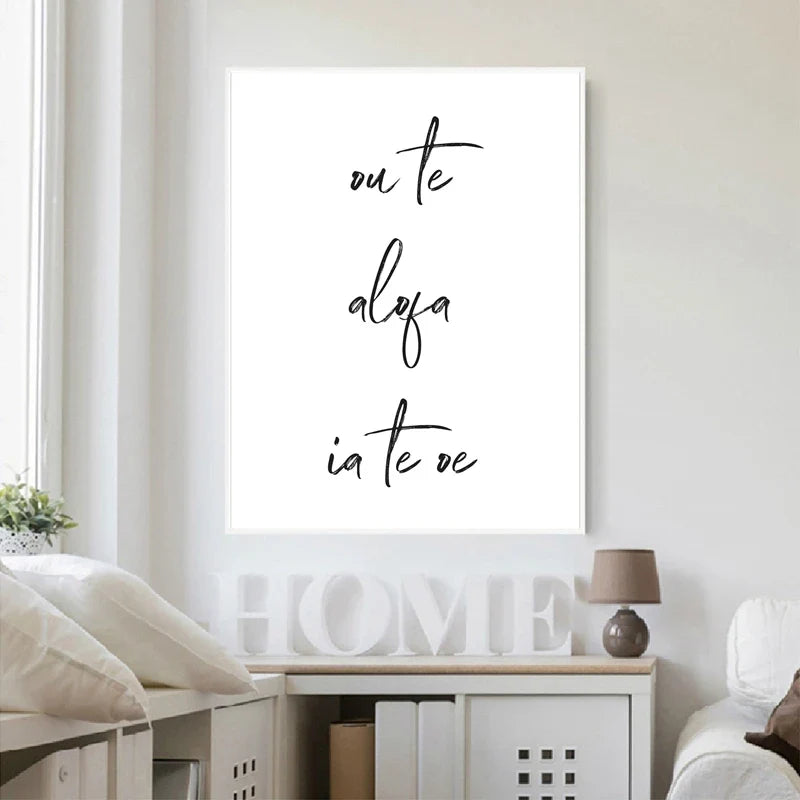 South Pacific Love Quote Black White Canvas Wall Art