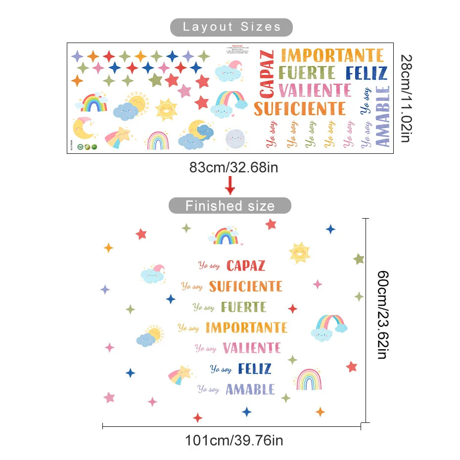 Spanish Color Moods Nursery Wall Decals For Kids Learning