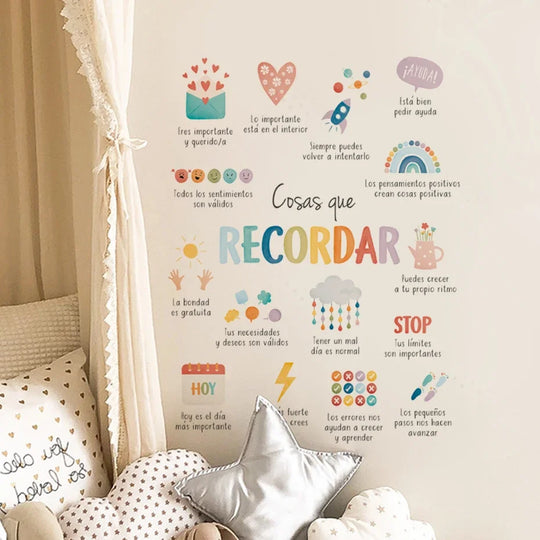 Spanish Color Moods Nursery Wall Decals For Kids Learning