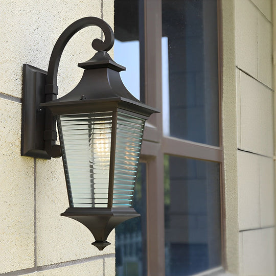 Retro Waterproof Stripes Glass Shade Outdoor Wall Light