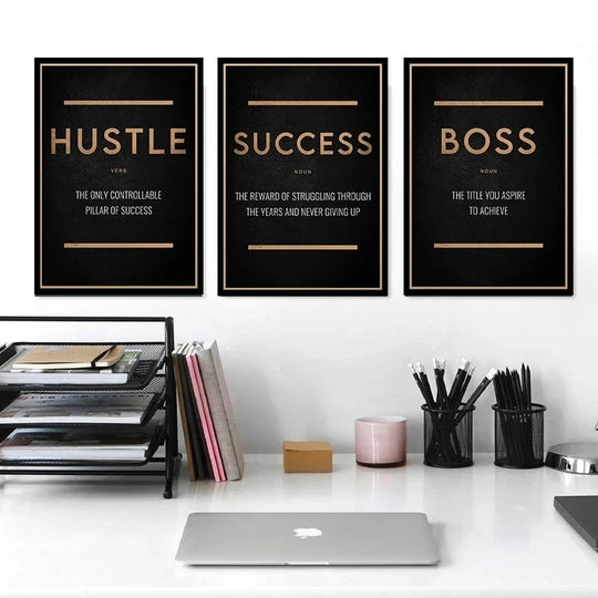 Success Hustle Limitless Motivational Quotes Canvas Wall Art