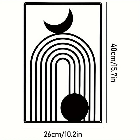 Sun Moon Landscape Abstract Botanical Metal Wall Art Decor