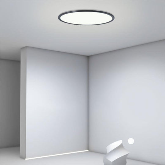 Soft White Round Industrial Black Flush Mount Ceiling Light