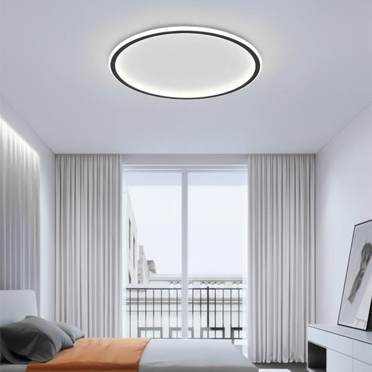 Round Black Framed Industrial Flush Mount Ceiling Light – Kitchen, Dining, or Bedroom