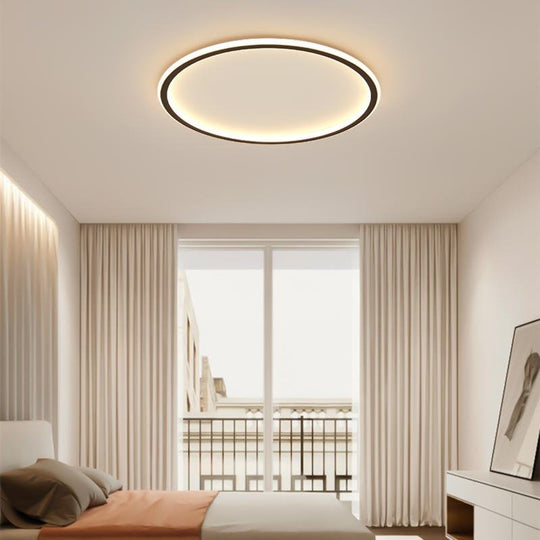 Round Black Framed Industrial Flush Mount Ceiling Light – Kitchen, Dining, or Bedroom
