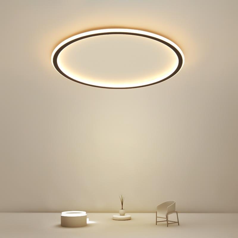 Round Black Framed Industrial Flush Mount Ceiling Light – Kitchen, Dining, or Bedroom