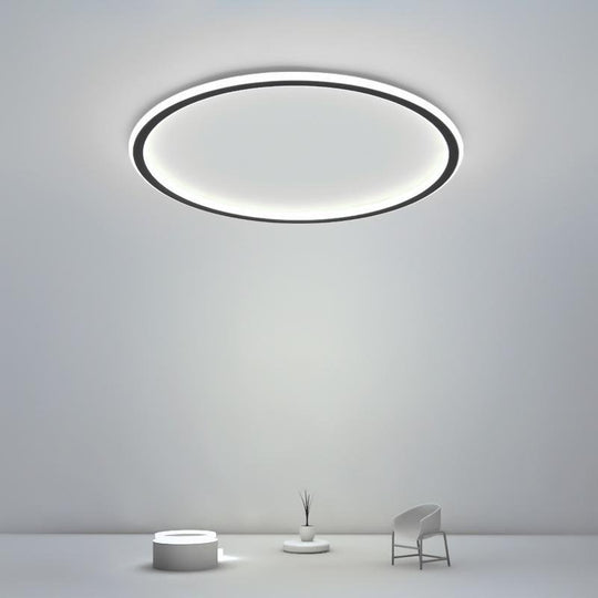 Round Black Framed Industrial Flush Mount Ceiling Light – Kitchen, Dining, or Bedroom