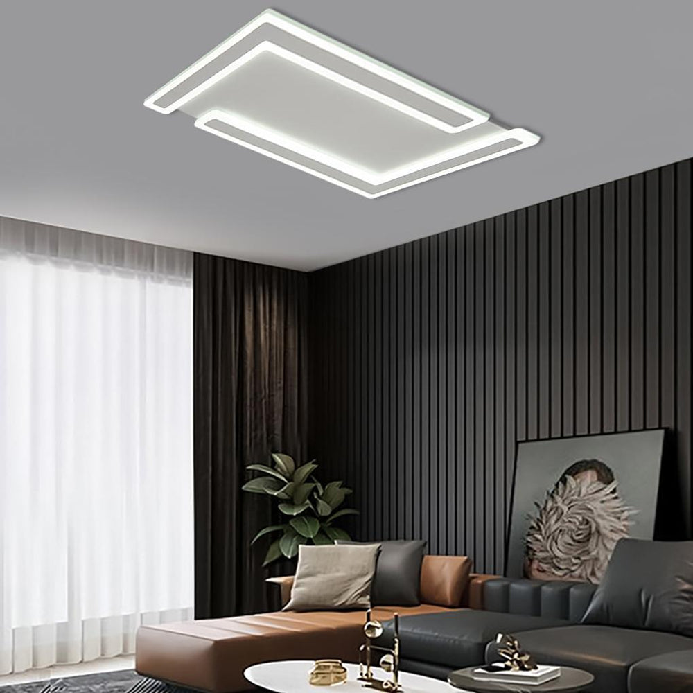 White Iron Flat Geometric Flush Mount Ceiling Lights for Living Room