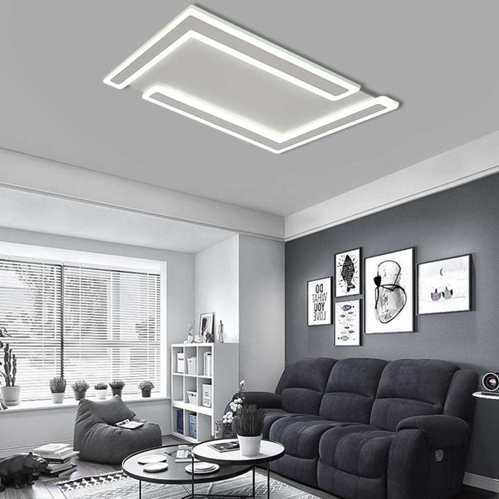 White Iron Flat Geometric Flush Mount Ceiling Lights for Living Room