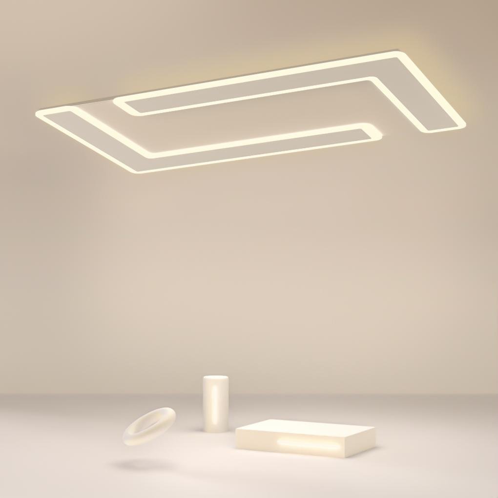White Iron Flat Geometric Flush Mount Ceiling Lights for Living Room