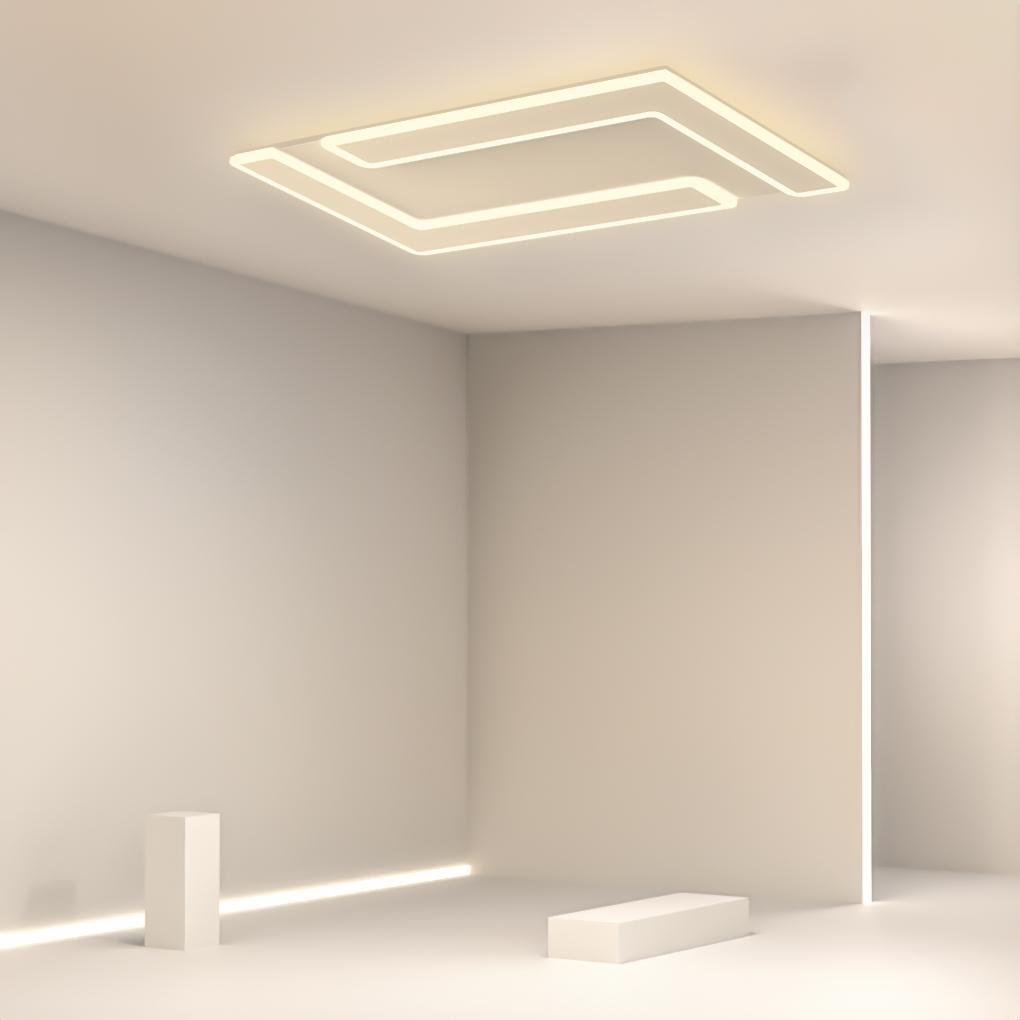 White Iron Flat Geometric Flush Mount Ceiling Lights for Living Room