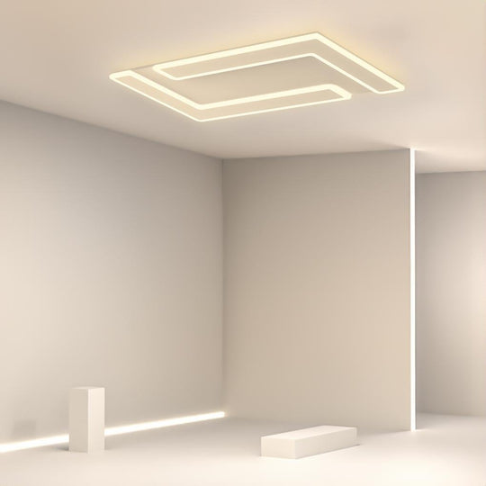 White Iron Flat Geometric Flush Mount Ceiling Lights for Living Room