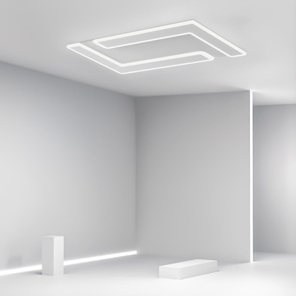 White Iron Flat Geometric Flush Mount Ceiling Lights for Living Room