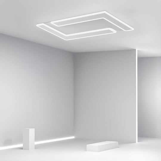 White Iron Flat Geometric Flush Mount Ceiling Lights for Living Room