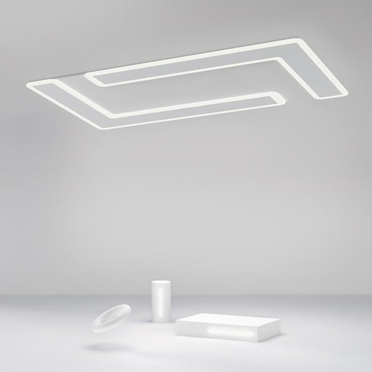 White Iron Flat Geometric Flush Mount Ceiling Lights for Living Room