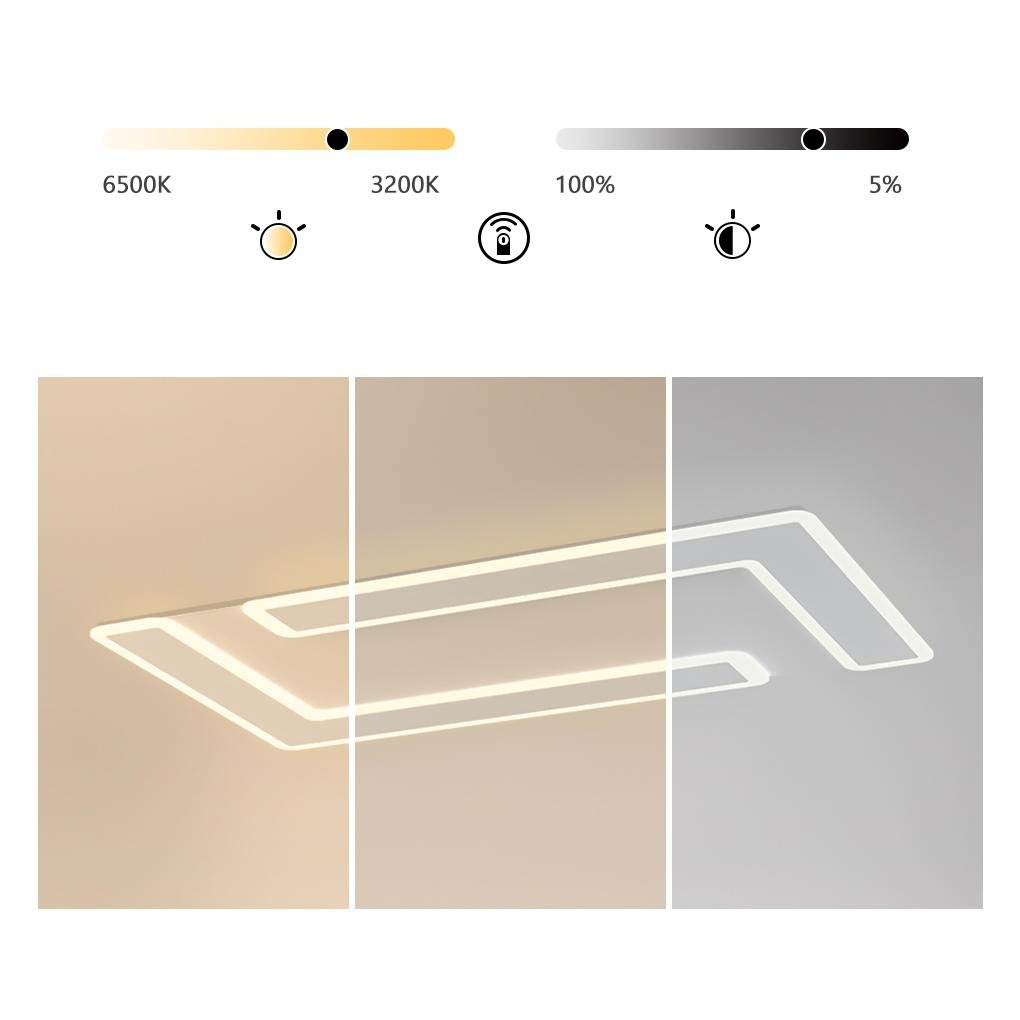 White Iron Flat Geometric Flush Mount Ceiling Lights for Living Room