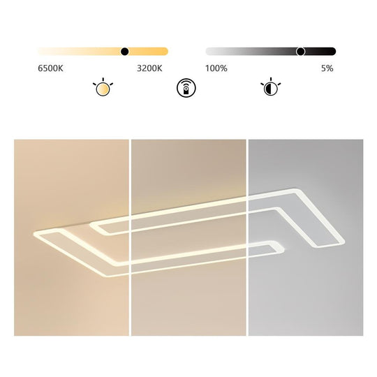 White Iron Flat Geometric Flush Mount Ceiling Lights for Living Room