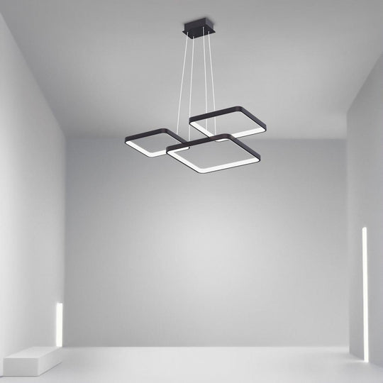 Coffee Modern LED Square Chandelier with Remote Control