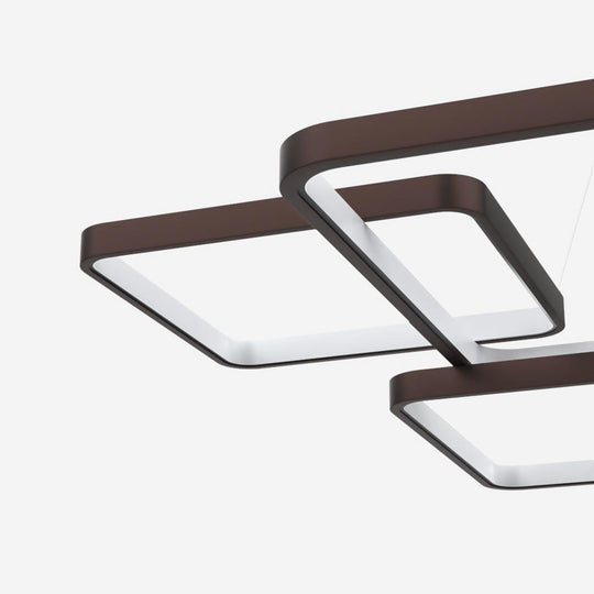 Coffee Modern LED Square Chandelier with Remote Control