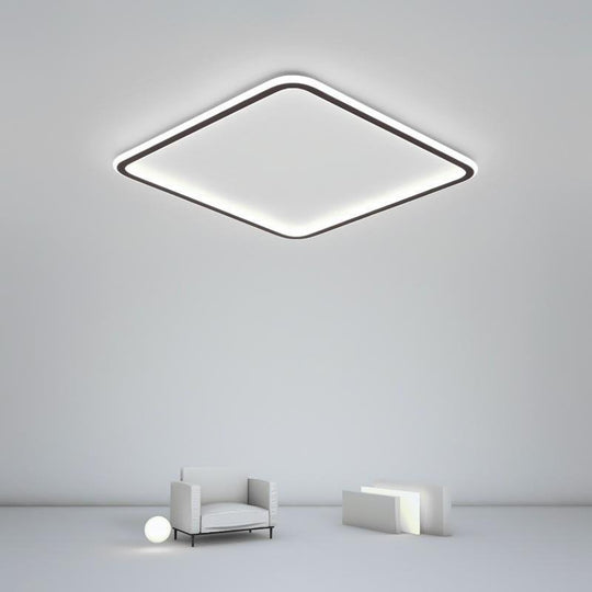 Square Industrial Black Flush Mount LED Ceiling Light for Bedroom and Living Spaces