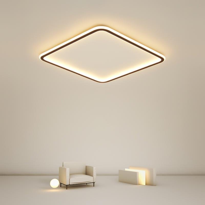 Square Industrial Black Flush Mount LED Ceiling Light for Bedroom and Living Spaces