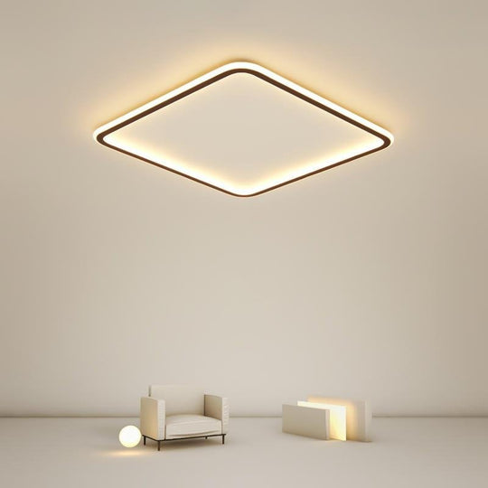 Square Industrial Black Flush Mount LED Ceiling Light for Bedroom and Living Spaces