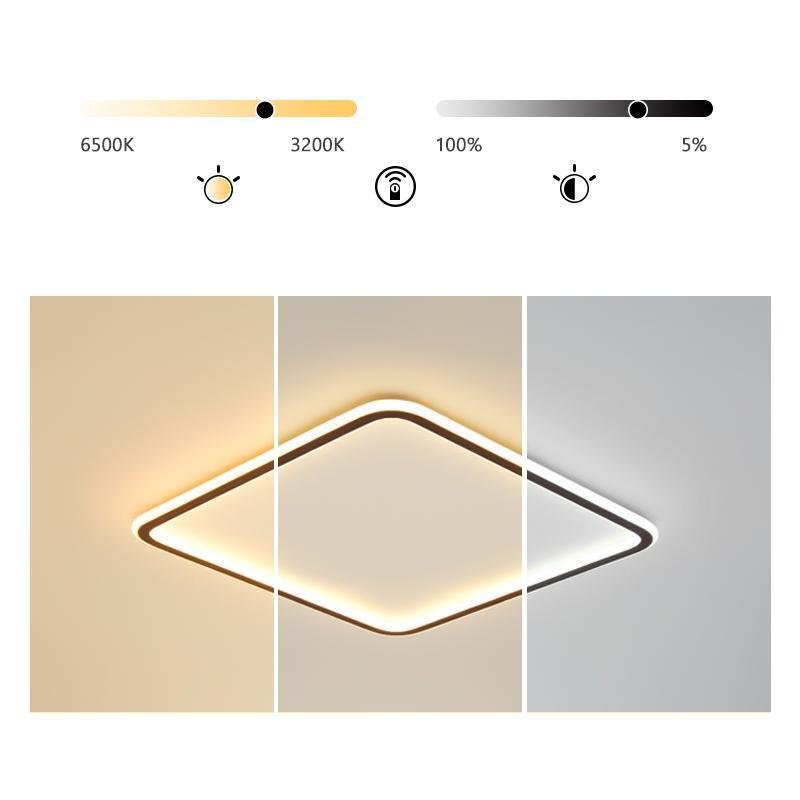 Square Industrial Black Flush Mount LED Ceiling Light for Bedroom and Living Spaces