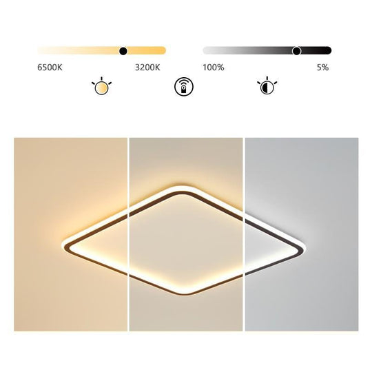 Square Industrial Black Flush Mount LED Ceiling Light for Bedroom and Living Spaces