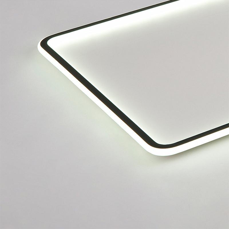 Modern Rectangular Shaped Black Flush Mount Ceiling Light with Edge and Remote Control