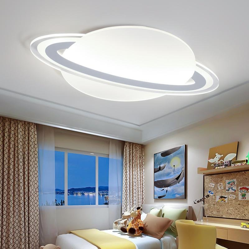 Modern Planet Shaped Flush Mount Lights – Dimmable LED Ceiling Fixture with Remote