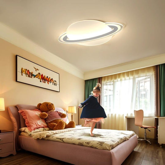 Modern Planet Shaped Flush Mount Lights – Dimmable LED Ceiling Fixture with Remote