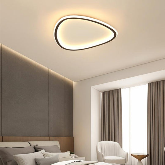 Black Abstract Shaped Industrial Flush Mount Ceiling Light