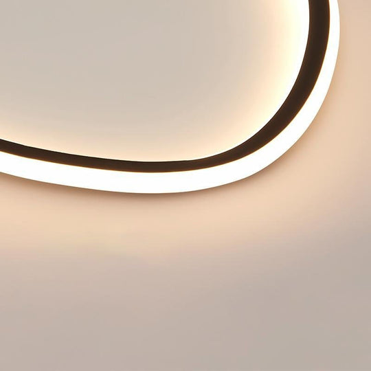 Black Abstract Shaped Industrial Flush Mount Ceiling Light