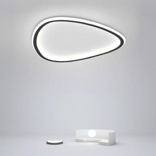 Black Abstract Shaped Industrial Flush Mount Ceiling Light