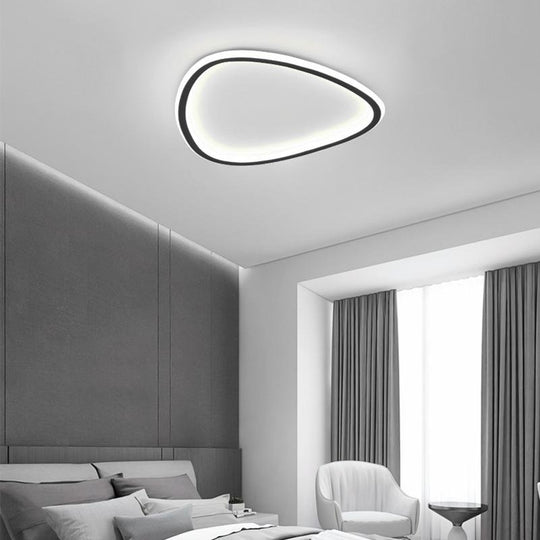 Black Abstract Shaped Industrial Flush Mount Ceiling Light