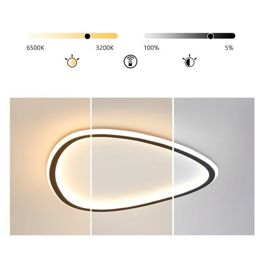 Black Abstract Shaped Industrial Flush Mount Ceiling Light